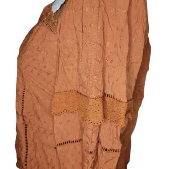 Knox Rose Small Orange Button-up, Long Sleeve Blouse - Picture 2 of 3